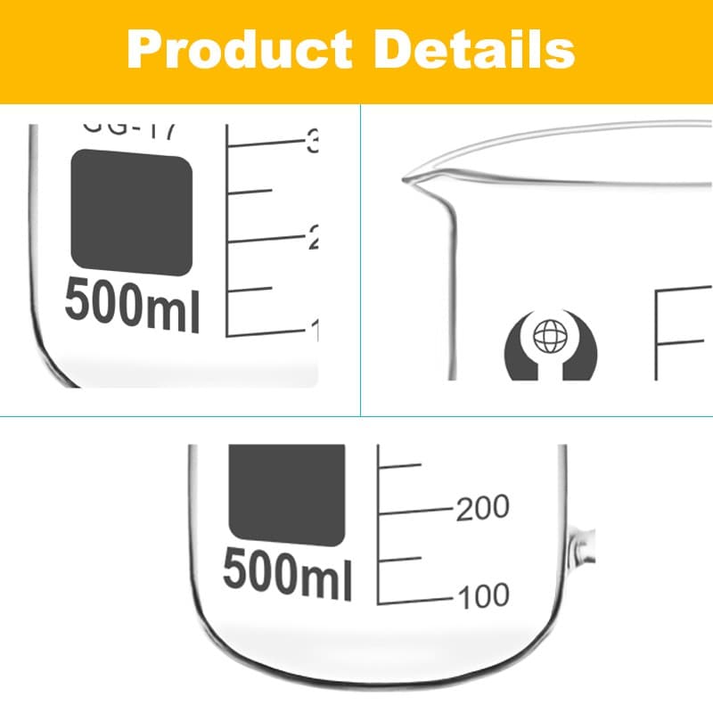 Glass Beaker with Handle Borosilicate Glass Graduated Beaker 6