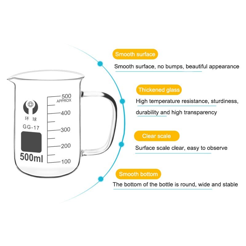 Glass Beaker with Handle Borosilicate Glass Graduated Beaker 5