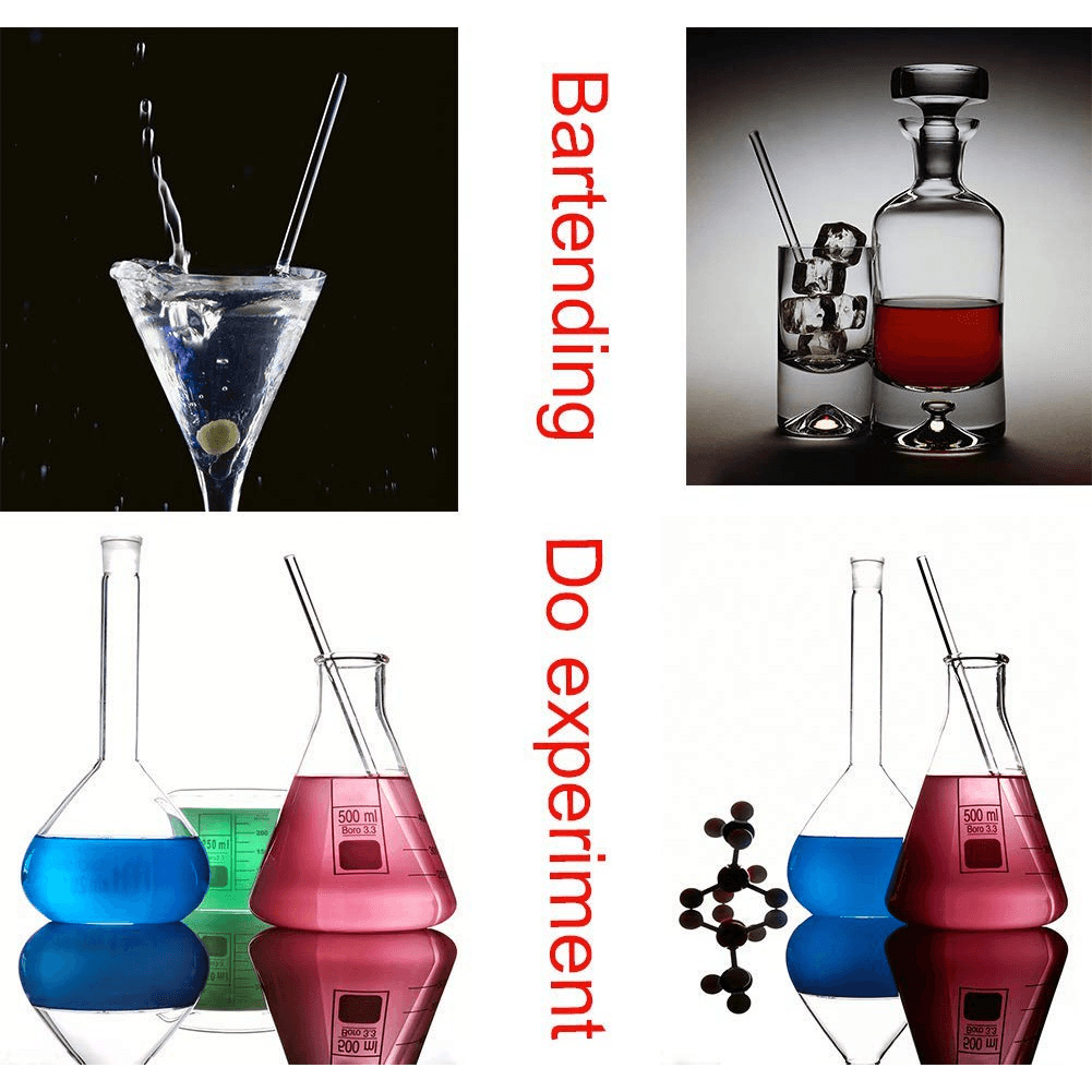 10pcs Glass Stirring Rod 20/30cm Length Science Stick with Both Ends Round 7