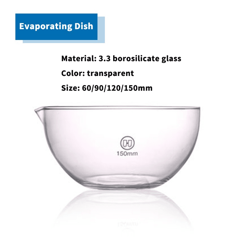 Borosilicate Glass Evaporating Dish with Mouth Flat & Round Bottom 2
