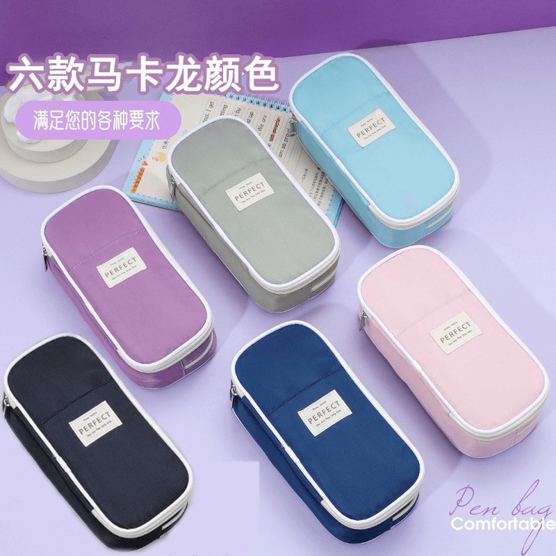 Large Capacity Solid Color Pencil Case for Students 3