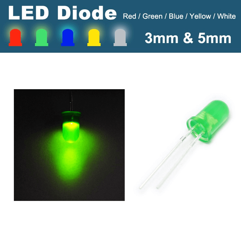 100Pcs LED Light Diode Red/Green/Blue/Yellow/White Kit Light Emitting Diodes 4