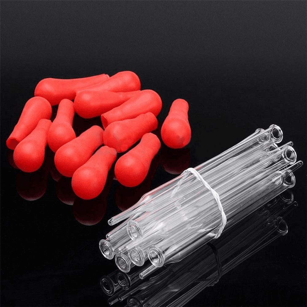10Pcs Glass Pipette Dropper with Red Rubber Cap Liquid Essential Oil Transfer 4
