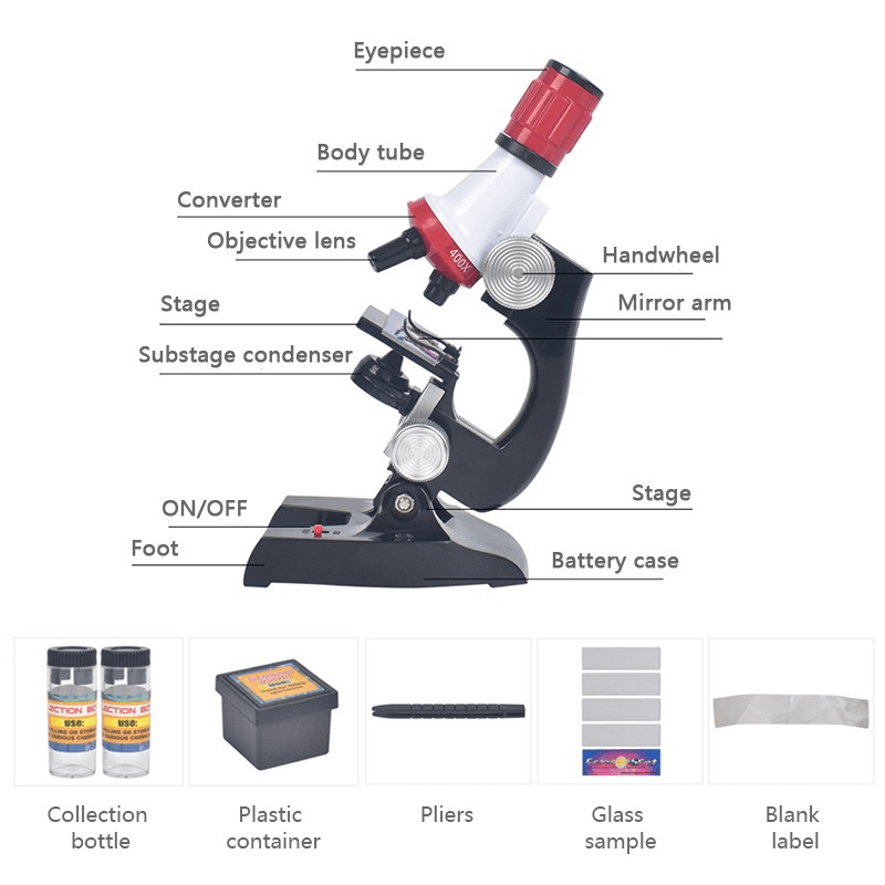 1200X/400X/100X Early Educational Science Microscope Kit for Biology Lab 2