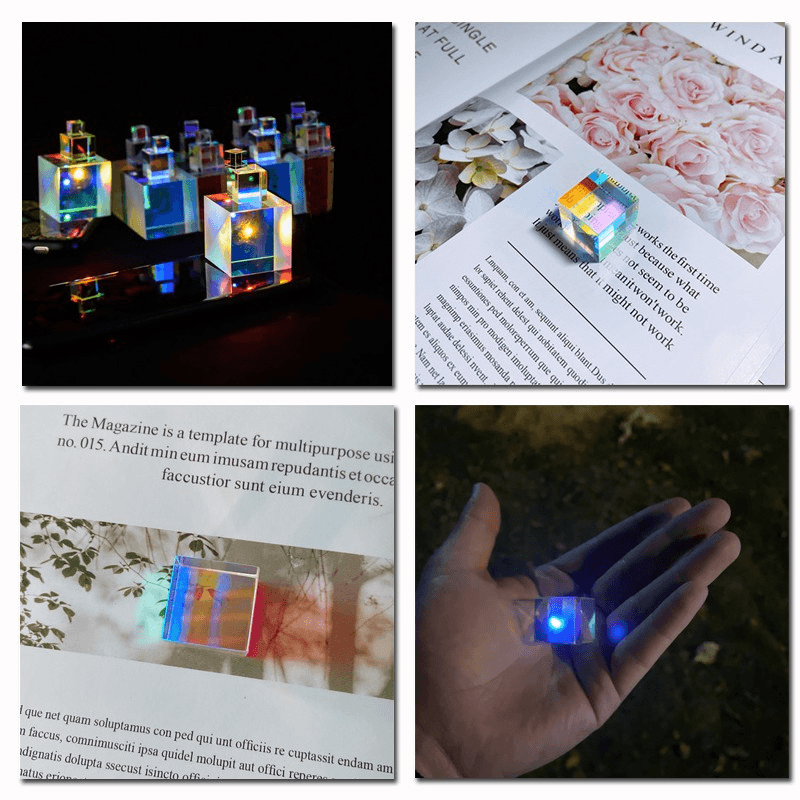 Cube Prism Color Prism Combination/Splitter K9 Prism Optical Experiment Creative Gift 6