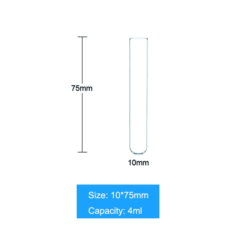 10pcs 75/100/150/200mm Glass Test Tube Set Borolisicate Scientific Tube for Laboratory (Pack of 10) 4
