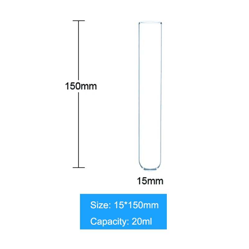 10pcs 75/100/150/200mm Glass Test Tube Set Borolisicate Scientific Tube for Laboratory (Pack of 10) 7