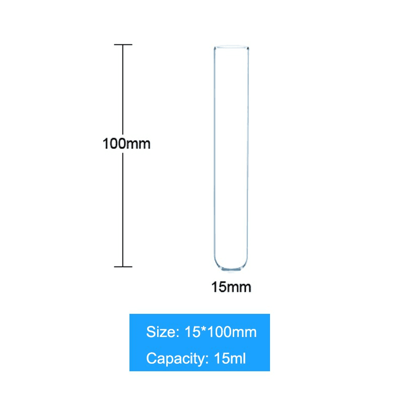 10pcs 75/100/150/200mm Glass Test Tube Set Borolisicate Scientific Tube for Laboratory (Pack of 10) 6
