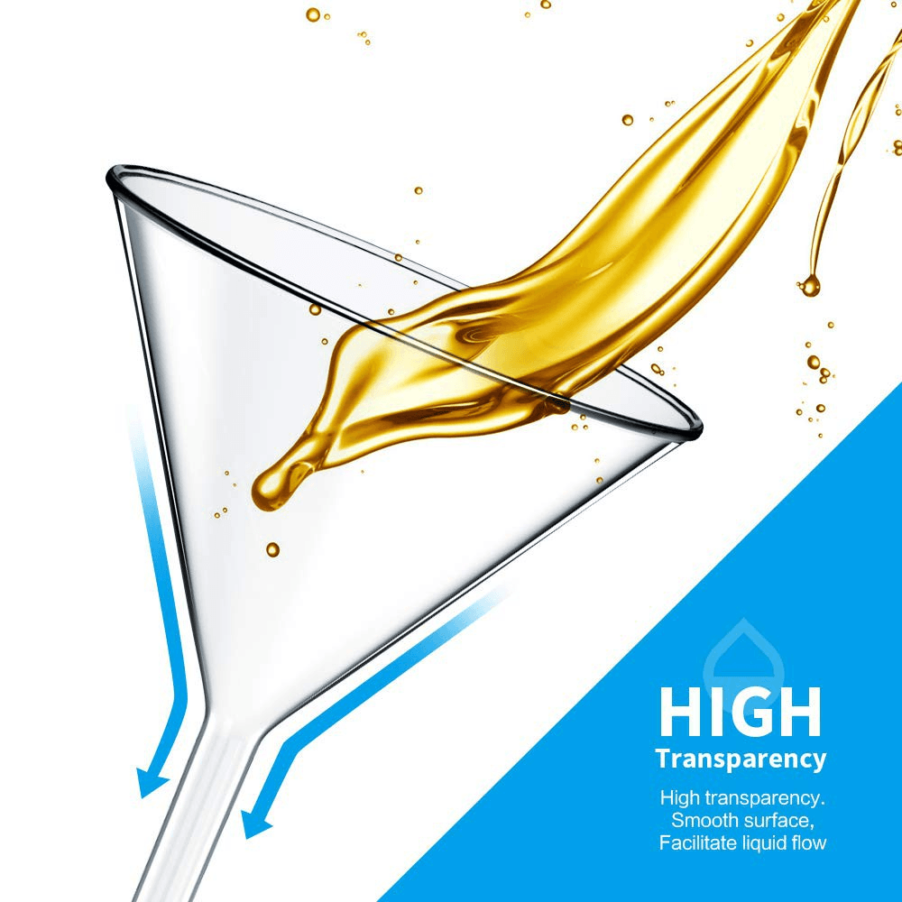 40/50/60/90/100mm Glass Funnel Heavy Wall Scientific Borosilicate Glass Funnel for Laboratory 6