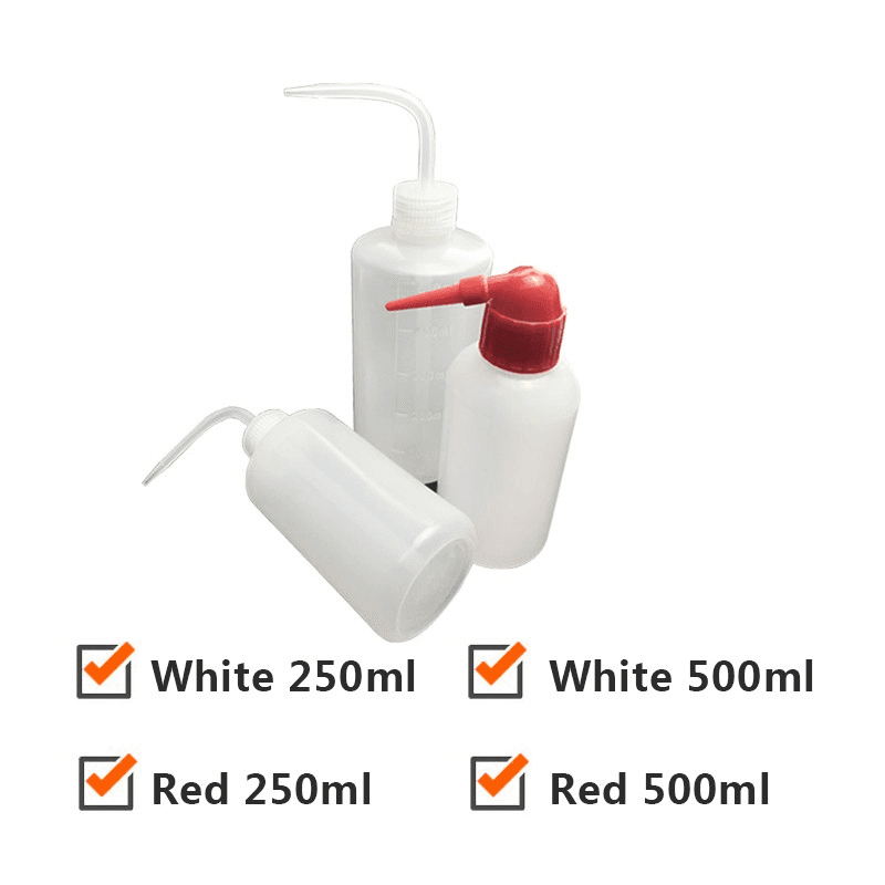 250/500ml Plastic Wash Bottle White & Red Lab Squeeze Scale Cleaning Bottle for Laboratory School Home 2