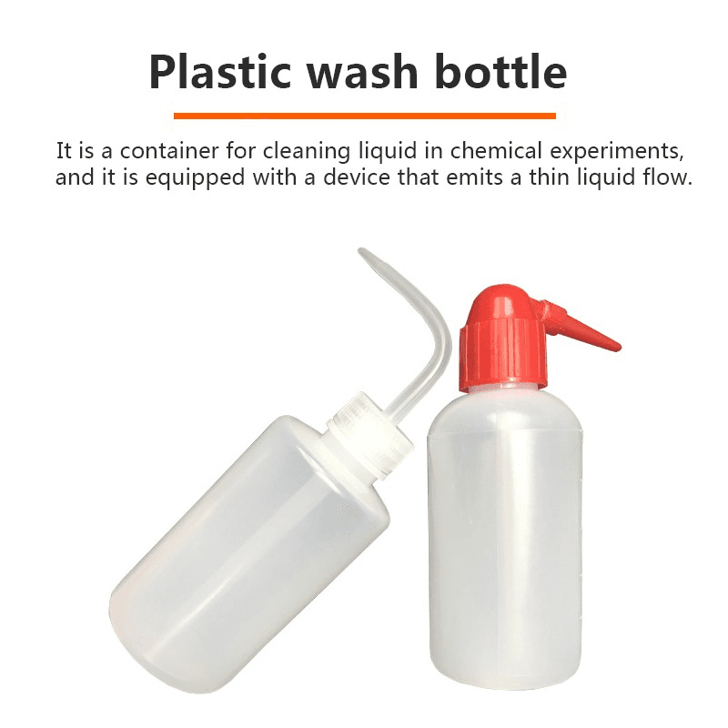 250/500ml Plastic Wash Bottle White & Red Lab Squeeze Scale Cleaning Bottle for Laboratory School Home 3