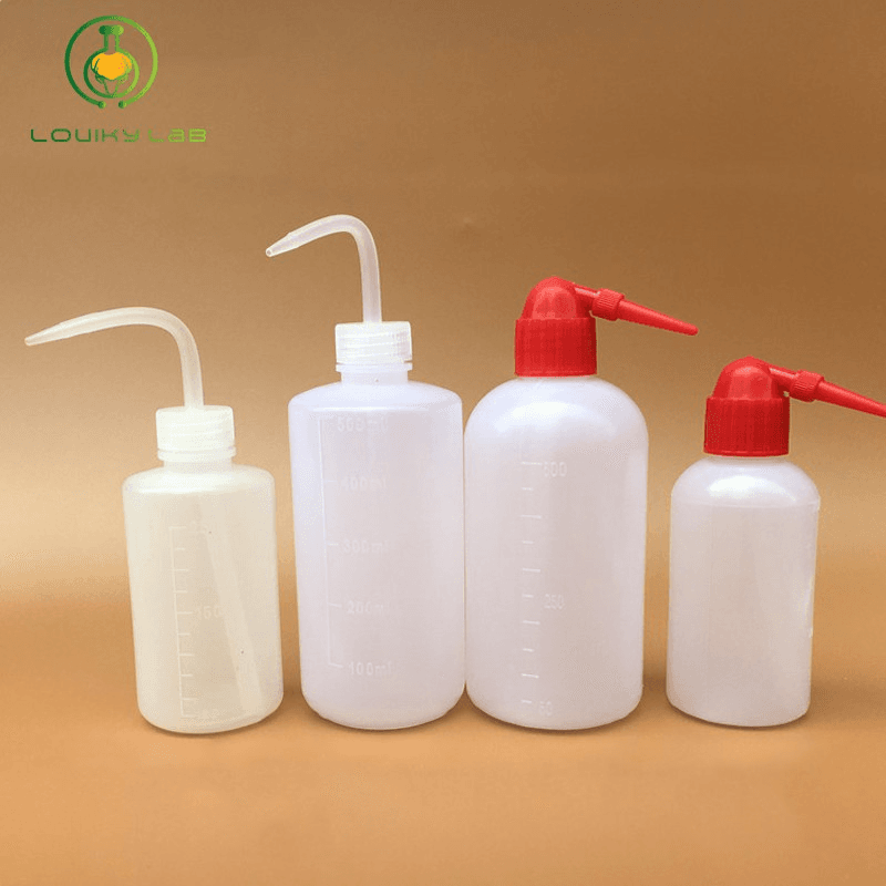 250/500ml Plastic Wash Bottle White & Red Lab Squeeze Scale Cleaning Bottle for Laboratory School Home