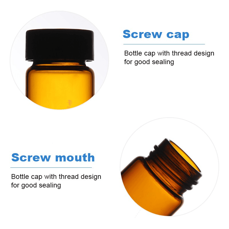 10Pcs 5-60ml Lab Glass Screw Vials Bottles Small Sample Vial Essential Oil Bottle with Screw Cap for Laboratory Home 4