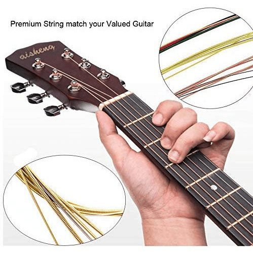 6Pcs Steel Strings Replacement Guitar Strings for Acoustic Classic Guitar Color Red Gold 4