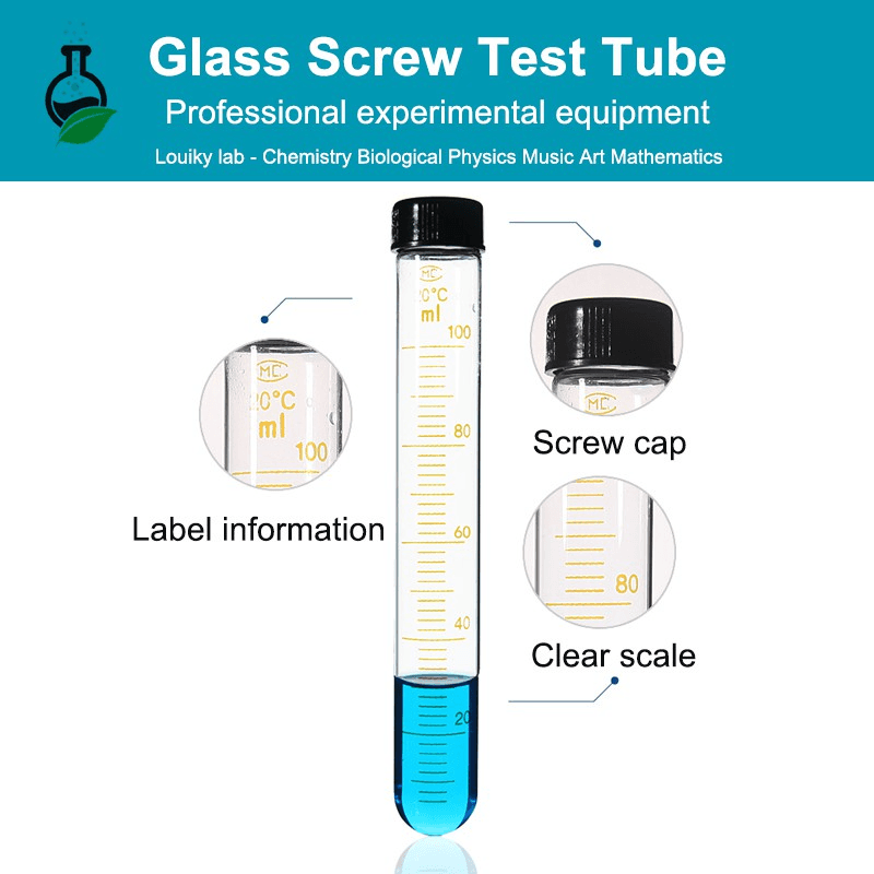3Pcs 10/20/25/50ml Screw Glass Test Tube Round Bottom Graduated Centrifuge Tube with Plastic Cap for Laboratory 6