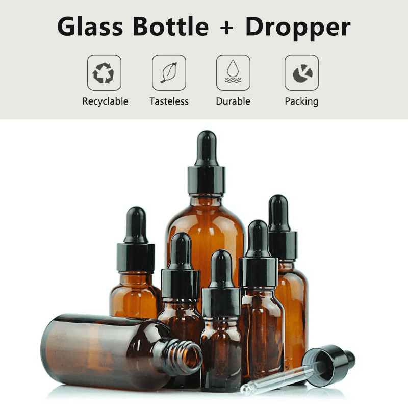 5-100ml Amber Essential Oil Bottle Glass Dropper Bottle Liquid Pipette Empty Bottle 2