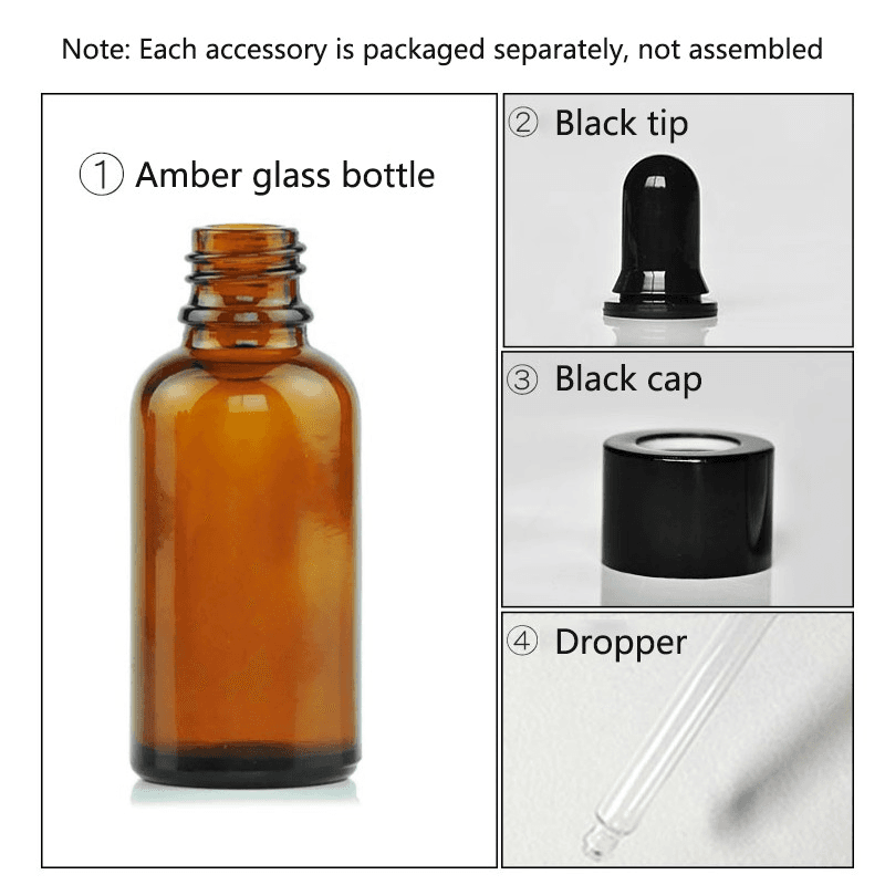 5-100ml Amber Essential Oil Bottle Glass Dropper Bottle Liquid Pipette Empty Bottle 3