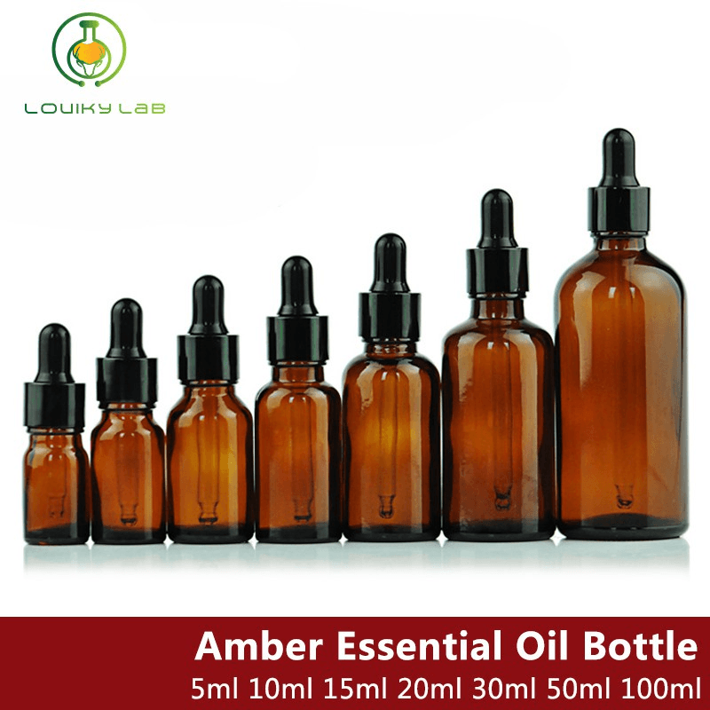 5-100ml Amber Essential Oil Bottle Glass Dropper Bottle Liquid Pipette Empty Bottle