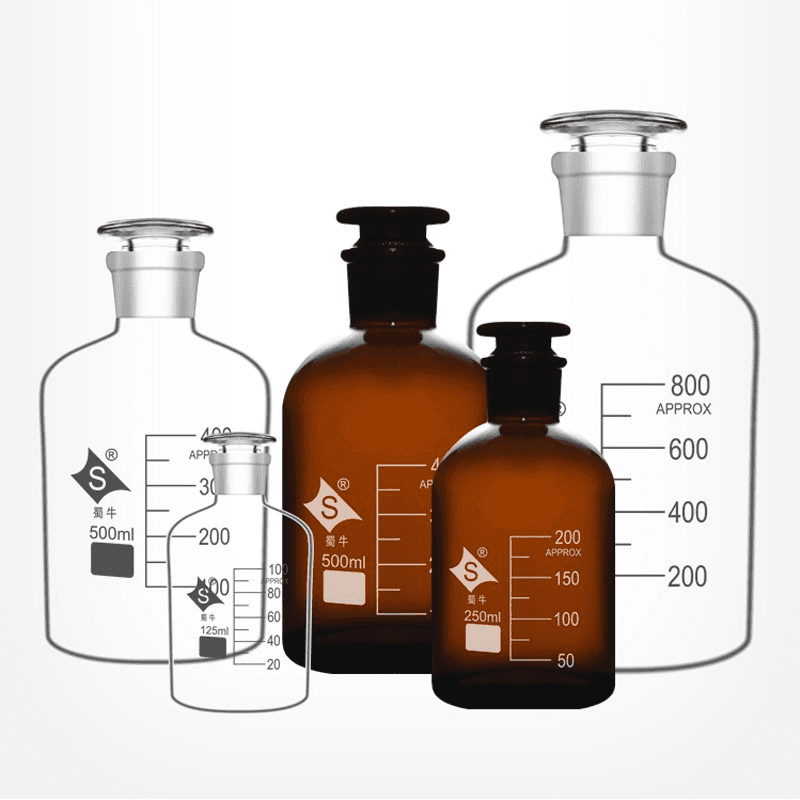 60/125/250/500ml Wide Mouth Reagent Bottle Clear/Amber Lab Storage Bottle Pharmacy Bottle Glassware 2