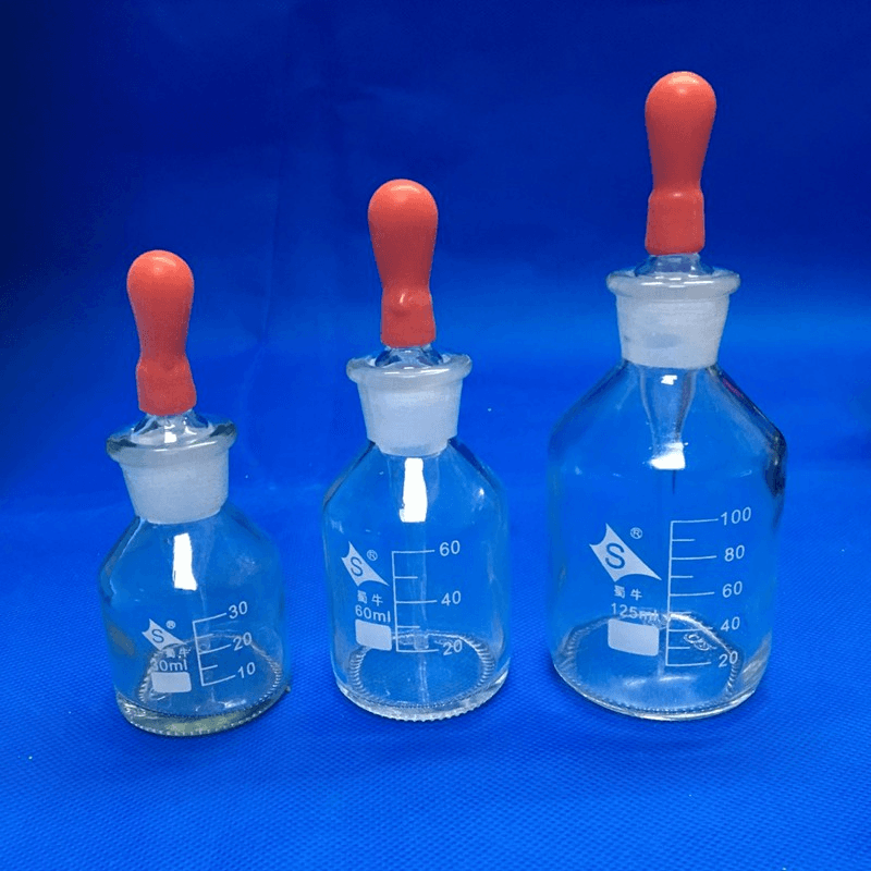 30/60/125ml Glass Dropper Pipette Bottle Transparent & Amber Lab Dropping Bottle with Red Rubber Cap for Laboratory 3