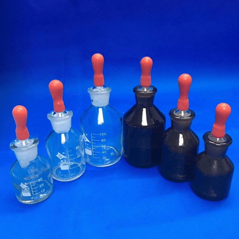 30/60/125ml Glass Dropper Pipette Bottle Transparent & Amber Lab Dropping Bottle with Red Rubber Cap for Laboratory 2