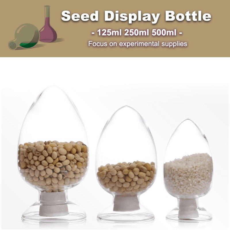 Conical Glass Seed Bottle 125ml 250ml 500ml Transparent Display Bottle with Stopper for Laboratory 4