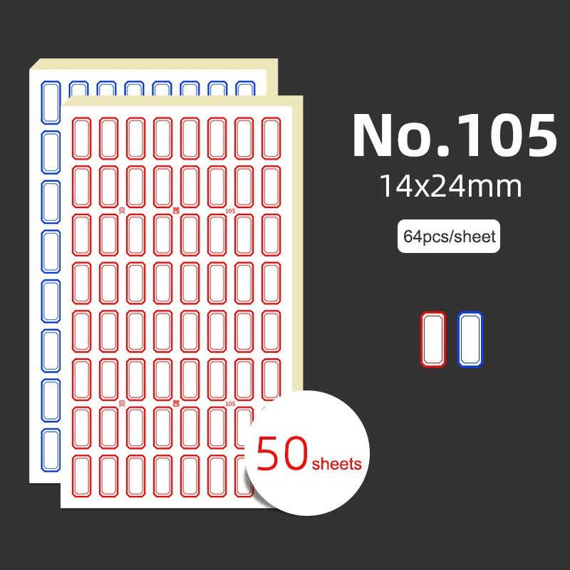 3200Pcs Self-adhesive labels Stickers 50 Sheets Red/Blue Handwritten Stickers for Home School Laboratory 6