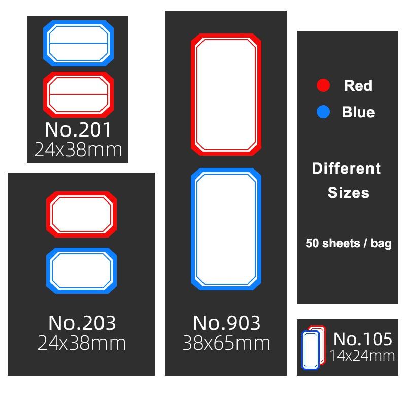 3200Pcs Self-adhesive labels Stickers 50 Sheets Red/Blue Handwritten Stickers for Home School Laboratory 3