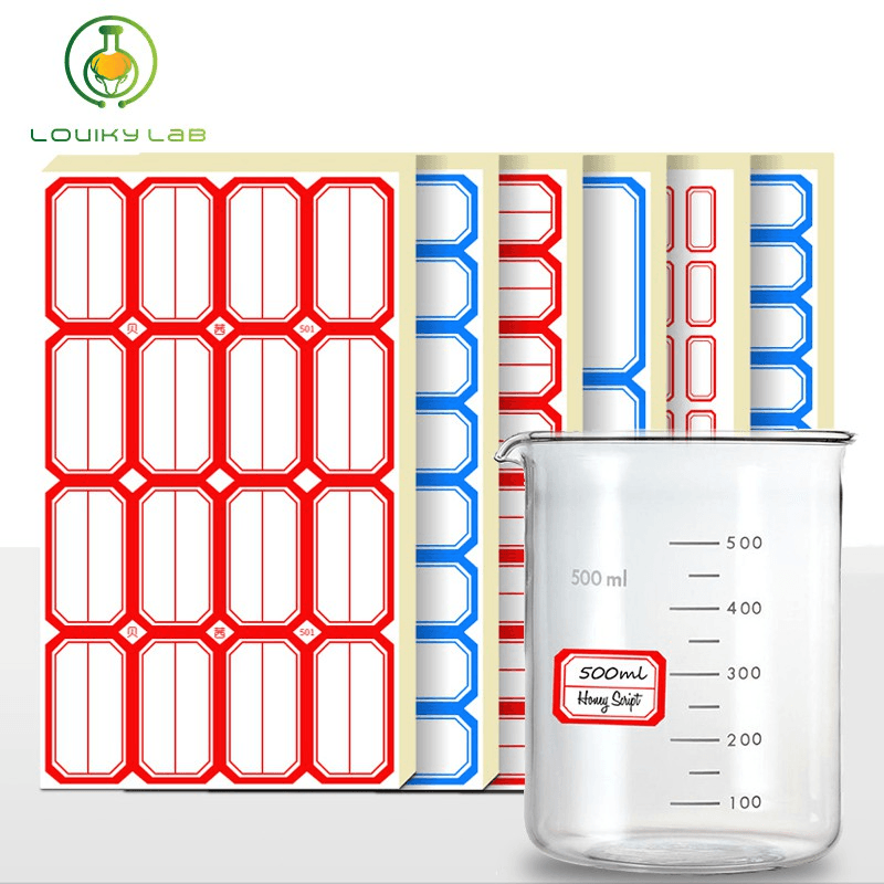 3200Pcs Self-adhesive labels Stickers 50 Sheets Red/Blue Handwritten Stickers for Home School Laboratory