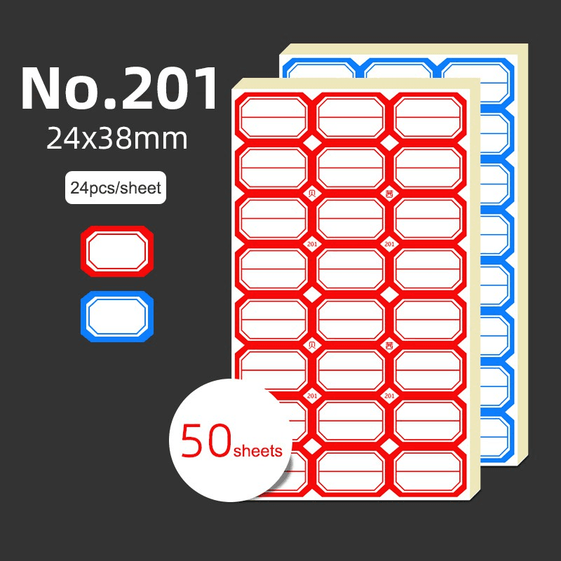 3200Pcs Self-adhesive labels Stickers 50 Sheets Red/Blue Handwritten Stickers for Home School Laboratory 7