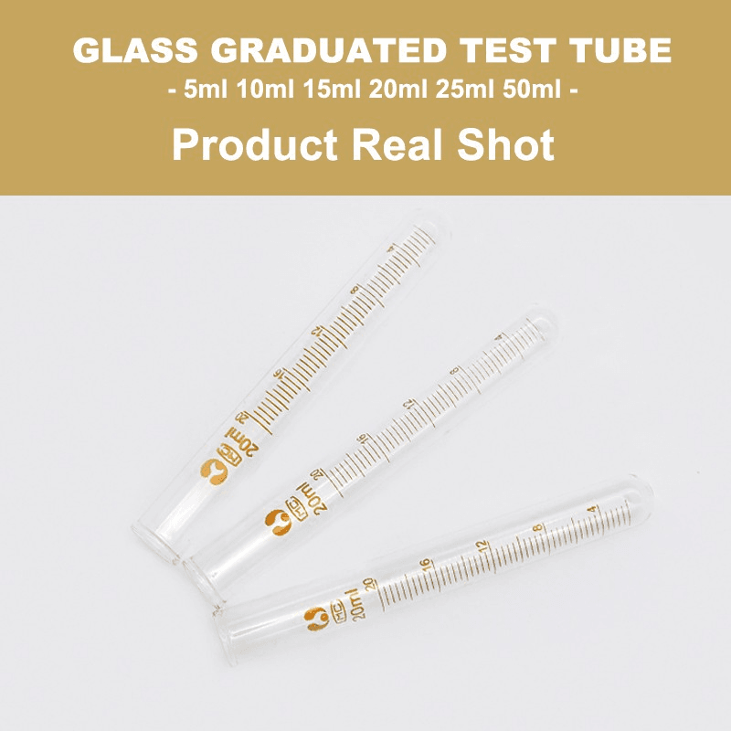 5PcsX5/10/15/20/25/50ml Glass Graduated Test Tube Set Borolisicate Scientific Scale Tube for Laboratory (Pack of 5) 5