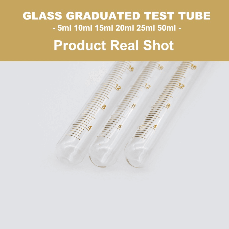 5PcsX5/10/15/20/25/50ml Glass Graduated Test Tube Set Borolisicate Scientific Scale Tube for Laboratory (Pack of 5) 3