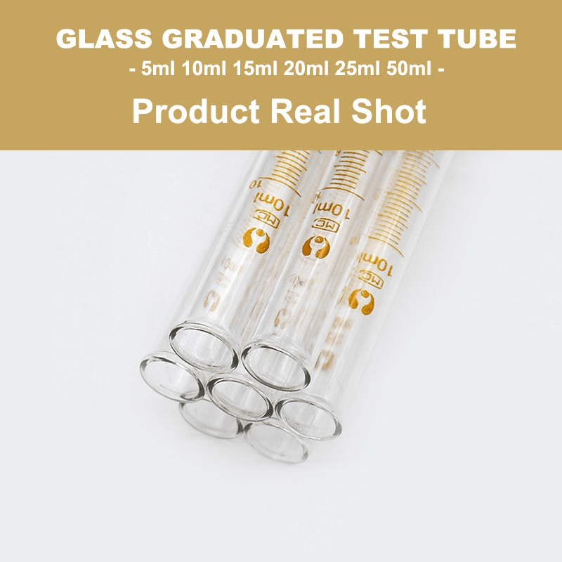 5PcsX5/10/15/20/25/50ml Glass Graduated Test Tube Set Borolisicate Scientific Scale Tube for Laboratory (Pack of 5) 6