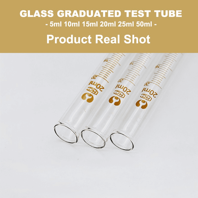 5PcsX5/10/15/20/25/50ml Glass Graduated Test Tube Set Borolisicate Scientific Scale Tube for Laboratory (Pack of 5) 2