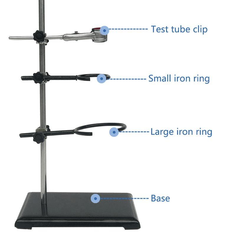 Small/Large Lab Iron Metal Support Chemical Experiment Lab Stand Base with Rings for School Home 4